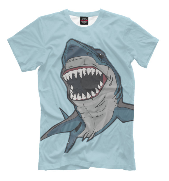 Мужская футболка с изображением Dangerous shark цвета Бежевый