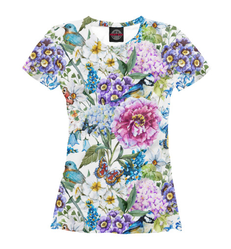 

Футболки Print Bar, Белый, Flower Birds