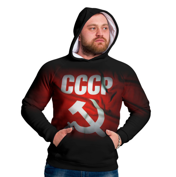 Мужское худи с изображением СССР цвета Белый