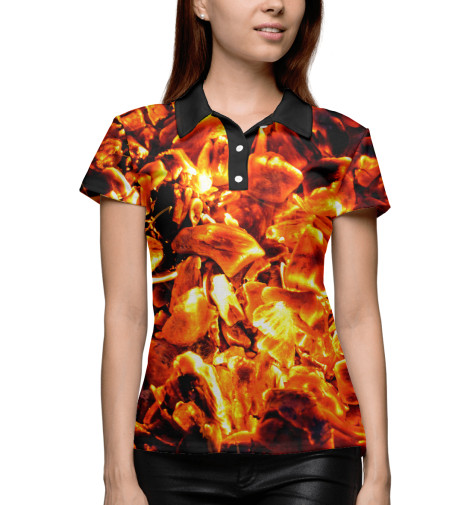 

Поло Print Bar, Белый, Яркий огонь