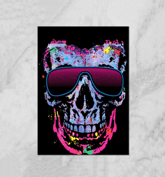 Плакат с изображением Skull glasses цвета Белый