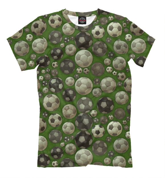 Мужская футболка с изображением Футбольные мячи цвета Молочно-белый
