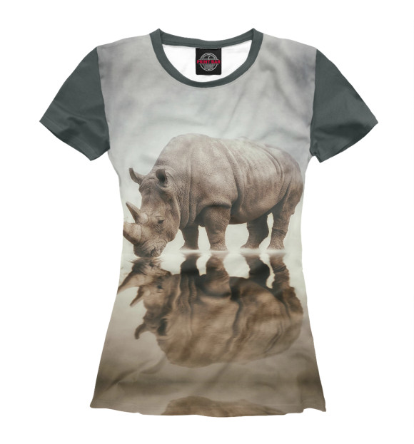 Женская футболка с изображением Носорог цвета Белый