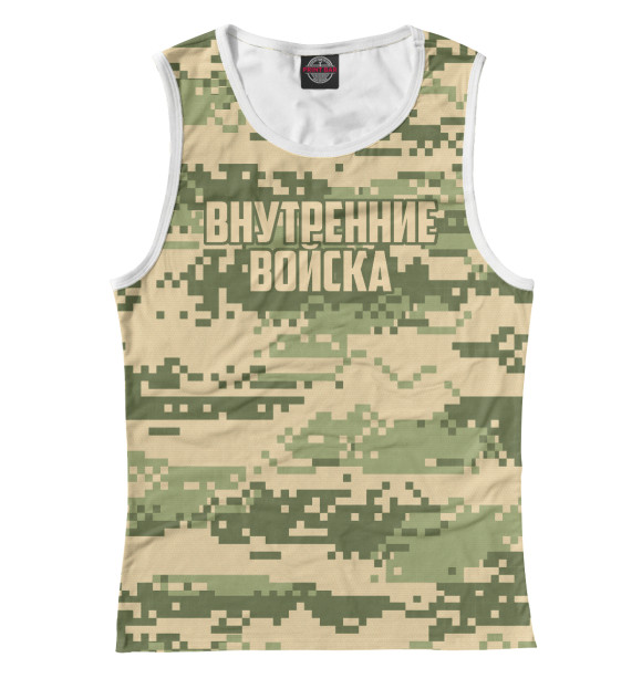 Майка для девочки с притом Внутренние войска цвета Белый Майка для девочки с изображением Внутренние войска цвета Белый