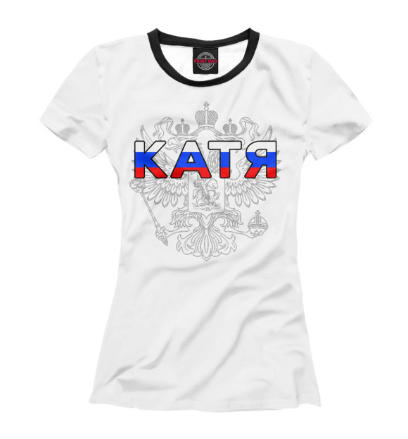 Женская футболка с изображением Катя цвета Белый