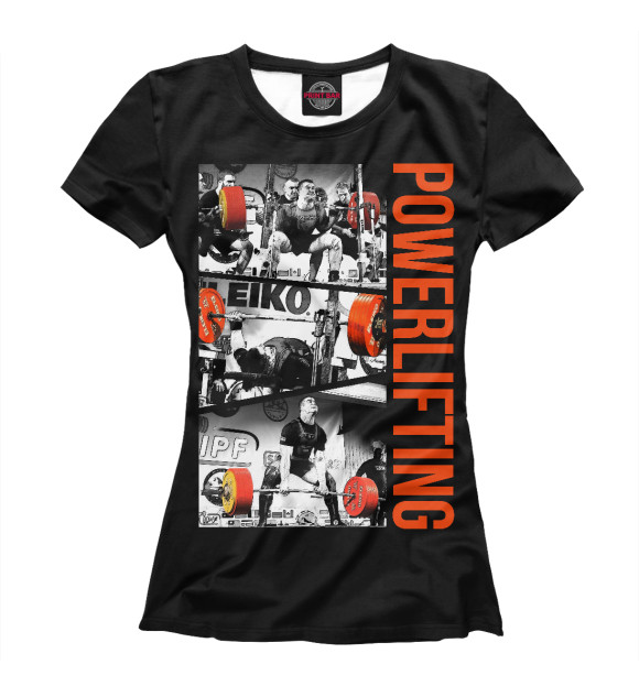Женская футболка с изображением Powerlifting цвета Белый