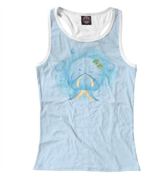 Женская майка-борцовка с изображением Осьминог малыш цвета Белый