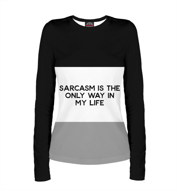Женский лонгслив с изображением Sarcasm цвета Белый
