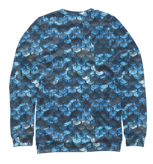 Мужской свитшот с изображением Синяя чешуя цвета Белый