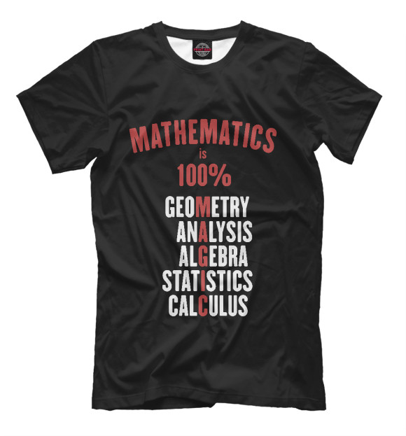 Мужская футболка с изображением Математика это 100% магия! цвета Белый