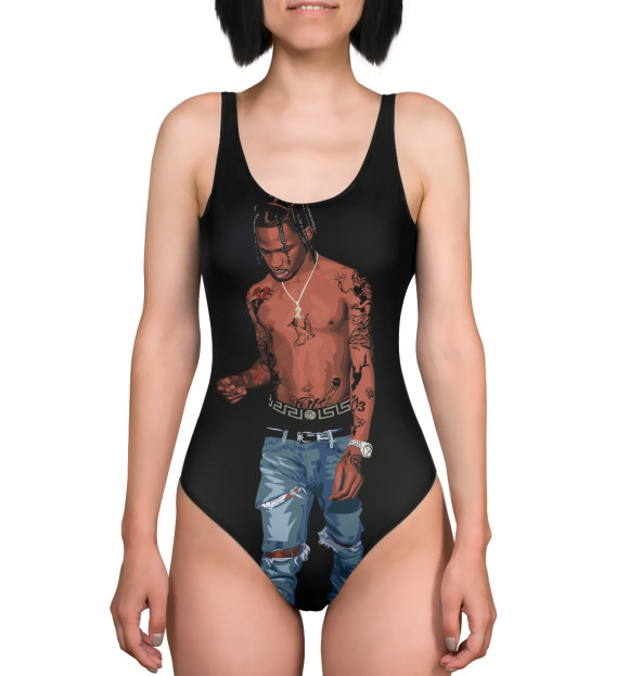 Купальник-боди с изображением Travis Scott цвета 