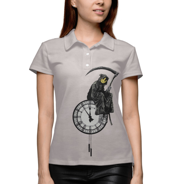 Женское поло с изображением Время цвета Белый