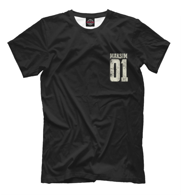 Мужская футболка с изображением Максим 01 цвета Черный
