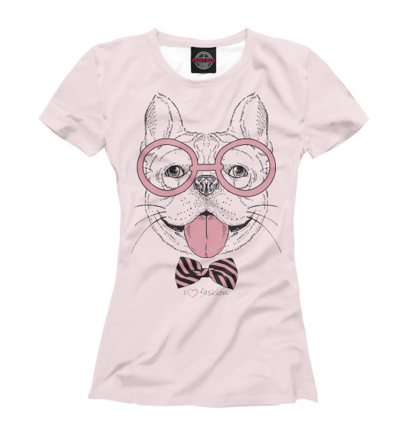 Женская футболка с изображением В розовых очках цвета Белый