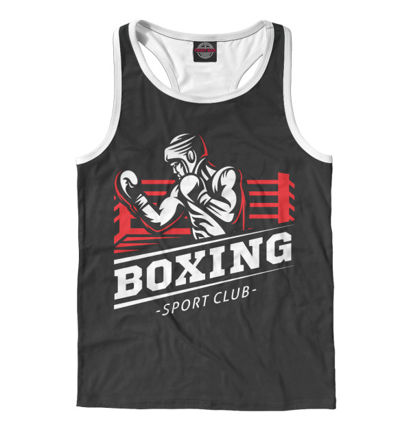 Мужская майка-борцовка с изображением Бокс цвета Белый