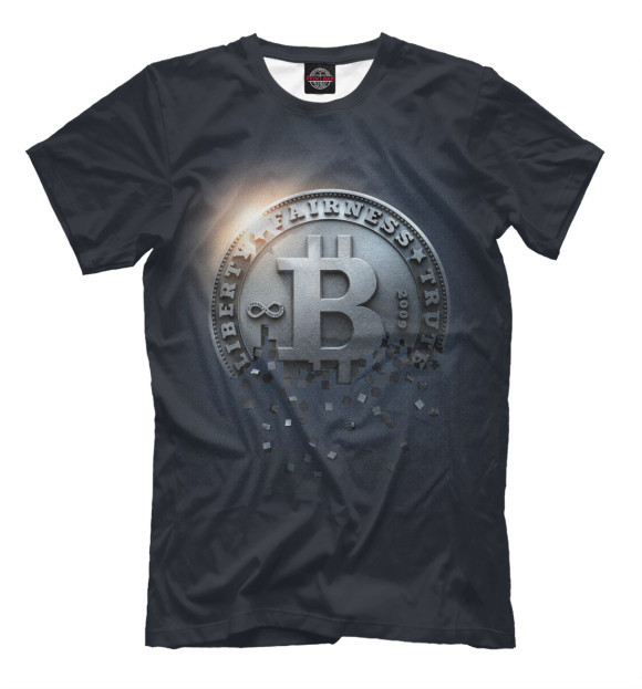 Мужская футболка с изображением Bitcoin цвета Черный
