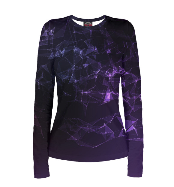 Женский лонгслив с изображением Фиолетовые созвездия цвета Белый