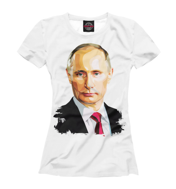 Женская футболка с изображением Путин! цвета Белый