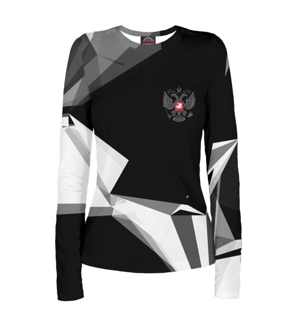 Женский лонгслив с изображением Россия цвета Белый