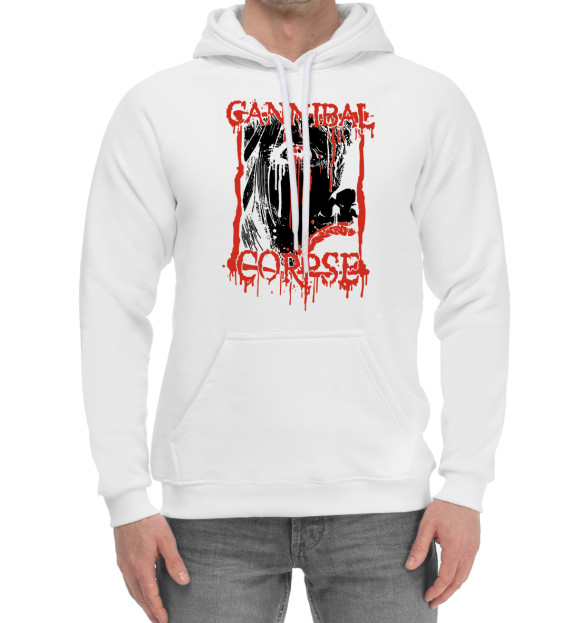 Мужской хлопковый худи с изображением Cannibal Corpse цвета Белый