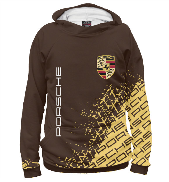 Мужское худи с изображением Porsche / Порше цвета Белый