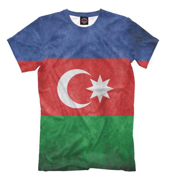 Мужская футболка с изображением Флаг Азербайджана цвета Молочно-белый