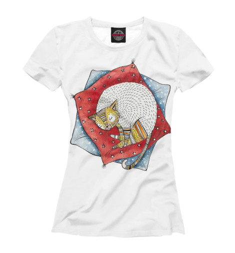 

Футболки Print Bar, Белый, Спящий кот