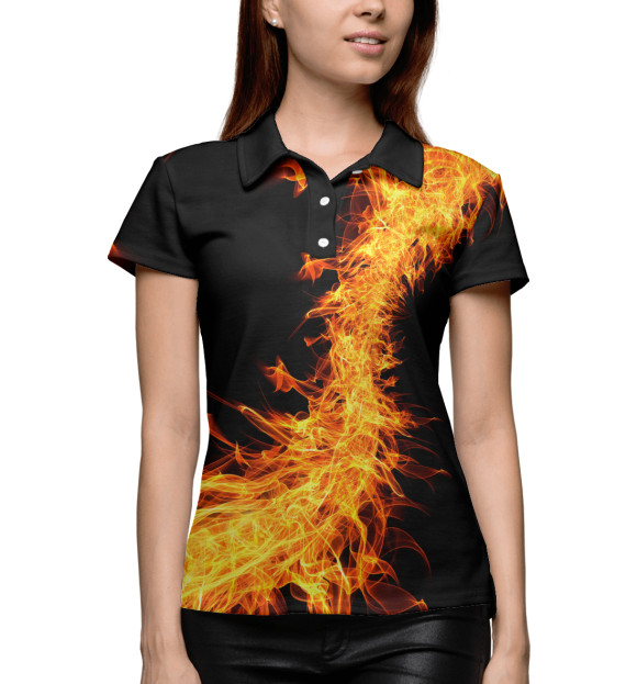 Женское поло с изображением Жёлтый огонь цвета Белый