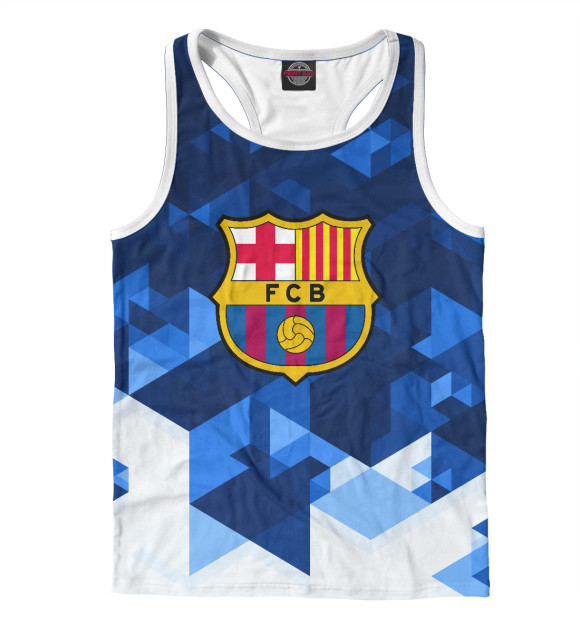 Мужская майка-борцовка с изображением ФК Барселона цвета Белый