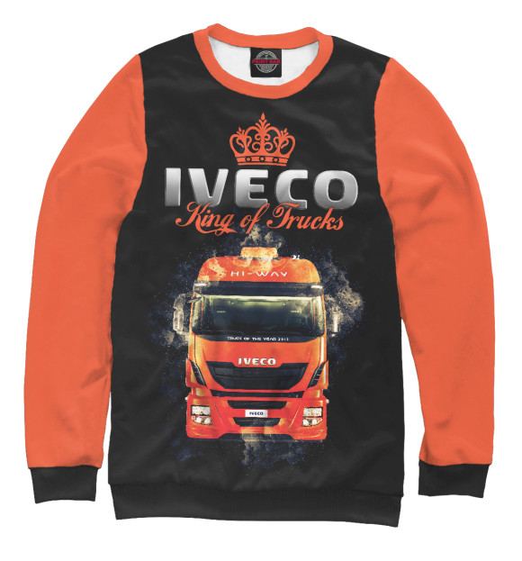 Мужской свитшот с изображением IVECO - король грузовиков цвета Белый