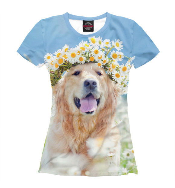 Футболка для девочек с изображением Золотистый ретривер цвета Белый