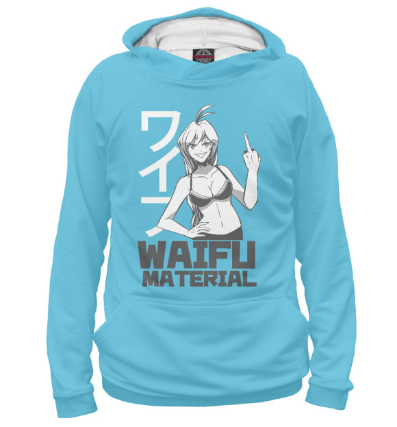 Женское худи с изображением Waifu materials цвета Белый