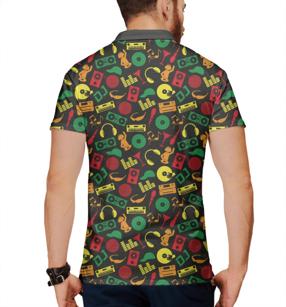 Мужское поло с притом Диджей цвета Белый Мужское поло с изображением Диджей цвета Белый