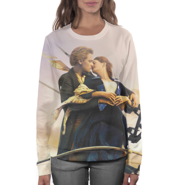 Женский свитшот с изображением Титаник цвета Белый