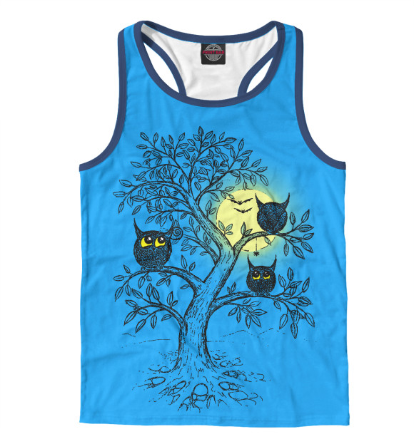 Мужская майка-борцовка с изображением Совятки цвета Белый