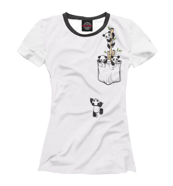 Женская футболка с изображением Карманные панды цвета Белый
