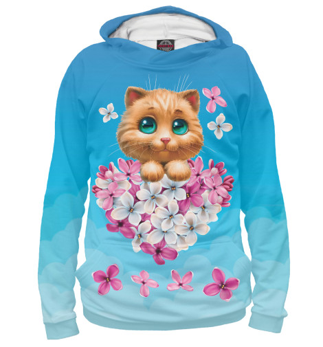 

Худи Print Bar, Белый, Котенок и сердечко из цветов