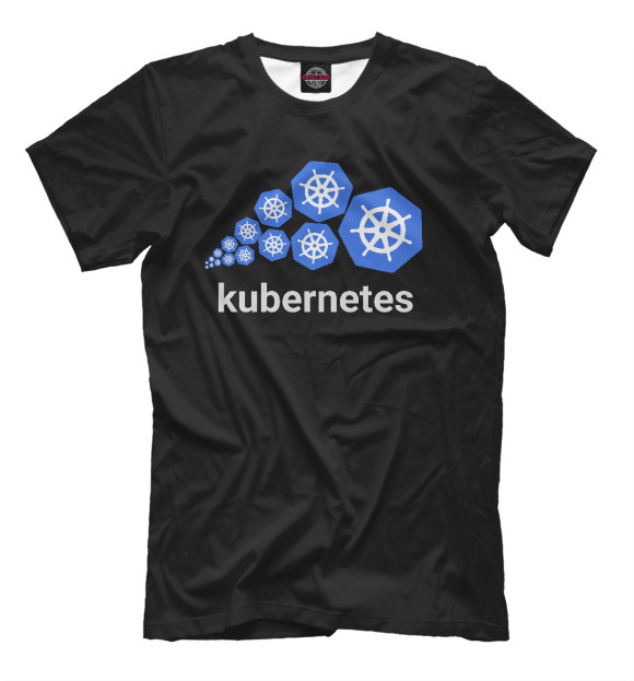 Футболка для мальчиков с изображением Kubernetes цвета Черный