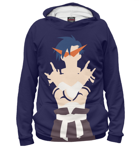 Мужское худи с изображением Kamina is always here цвета Белый