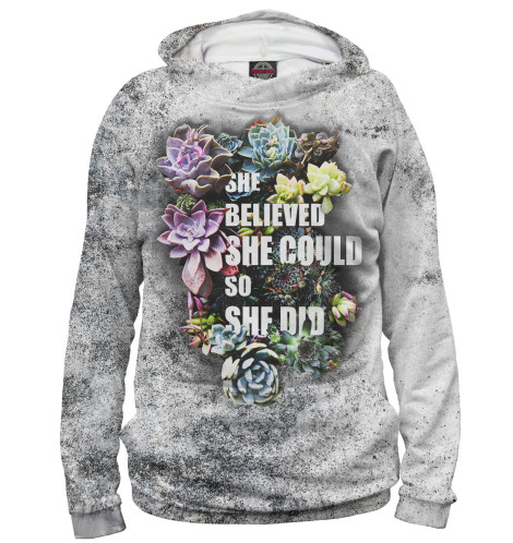 

Худи Print Bar, Белый, She Believed She Could So She Did