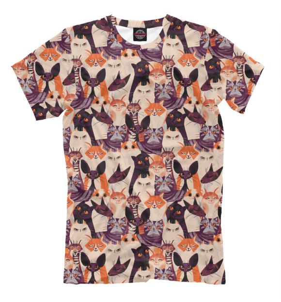 Мужская футболка с изображением Cats цвета Молочно-белый