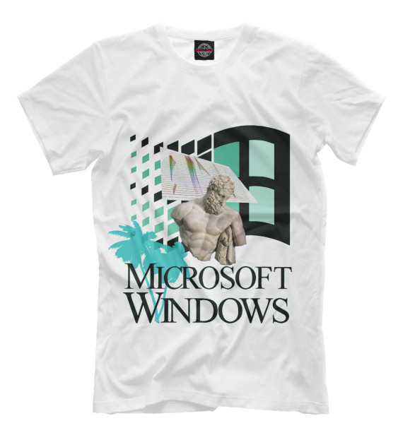 Мужская футболка с изображением Windows webpunk цвета Молочно-белый