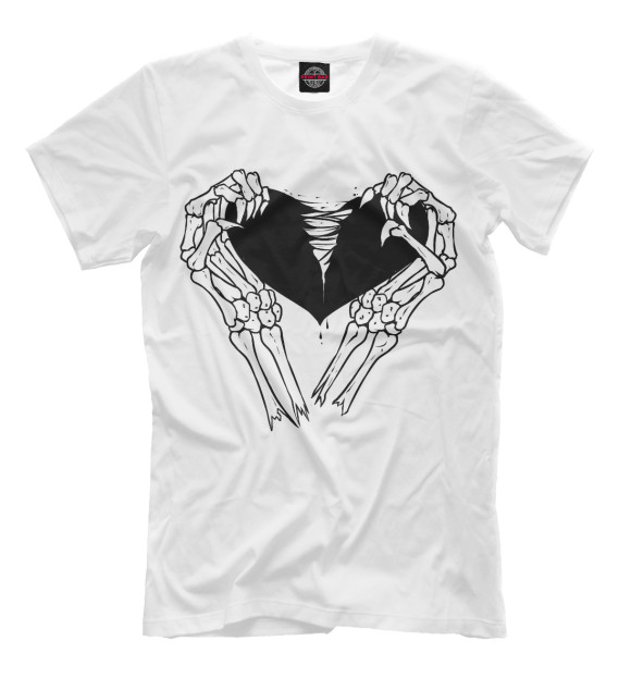 Мужская футболка с изображением Разбитое сердце цвета Молочно-белый