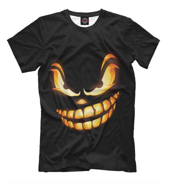 Мужская футболка с изображением Тыква в ночи цвета Черный