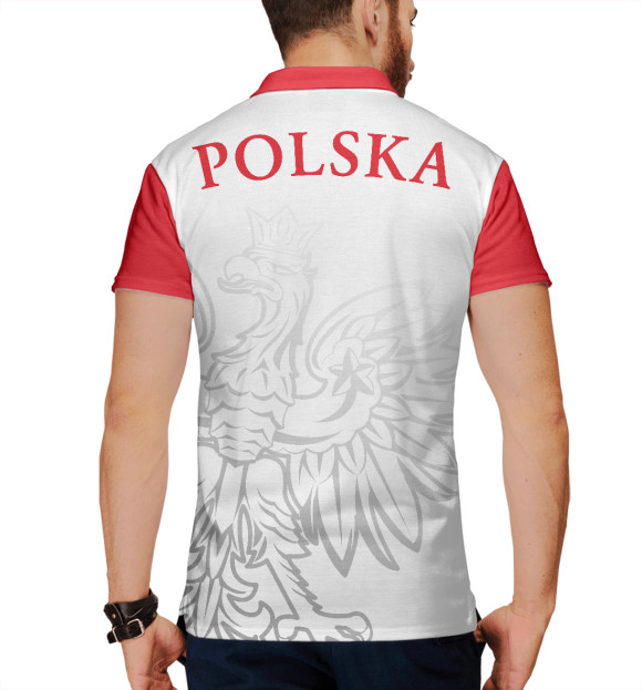 Мужское поло с изображением Польша цвета Белый
