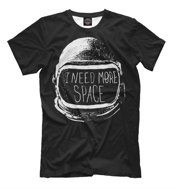 Мужская футболка с изображением I need more space цвета Черный