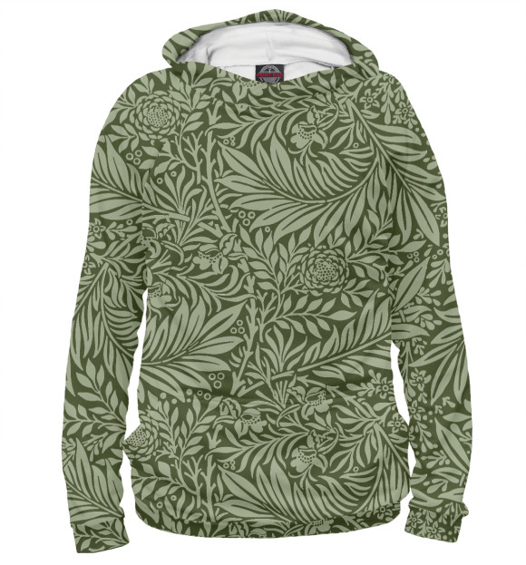 Женское худи с изображением Flowers Green цвета Белый