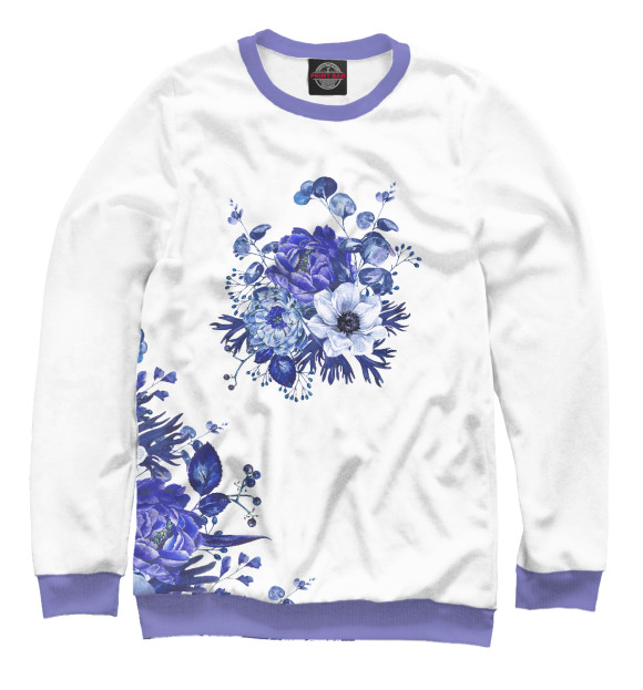 Свитшот для девочек с изображением Blue Flowers цвета Белый