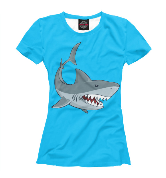 Женская футболка с изображением Акула цвета Белый