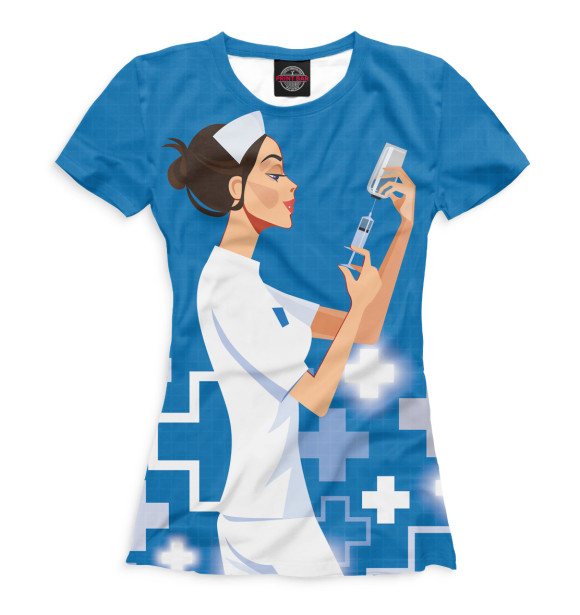 Женская футболка с изображением Медсестра цвета Белый